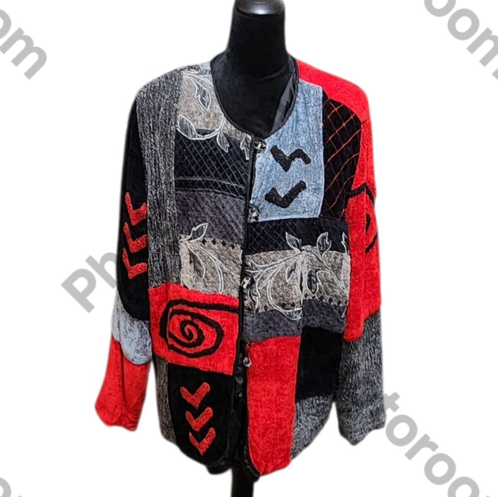 Vintage Allure Patchwork And Embroidered Sweater Jacket